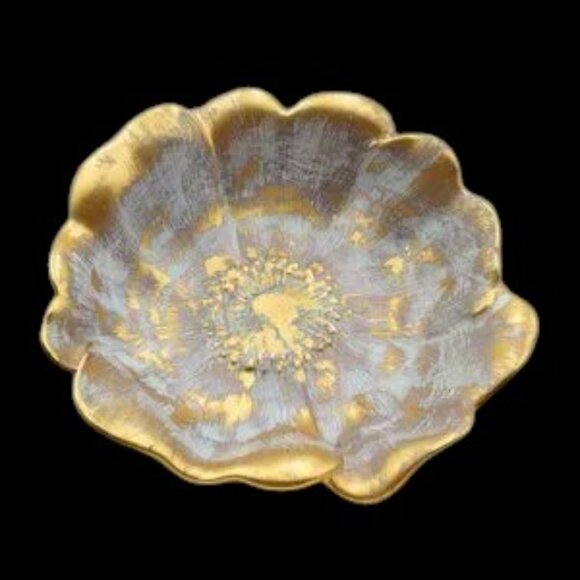 Vintage MCM Stangl Hand Painted Antique Gold Art Pottery Floral Bowl - Picture 3 of 10